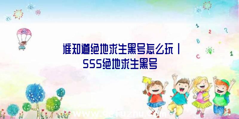 「谁知道绝地求生黑号怎么玩」|555绝地求生黑号